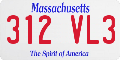 MA license plate 312VL3