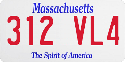 MA license plate 312VL4