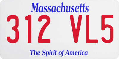 MA license plate 312VL5