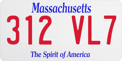 MA license plate 312VL7