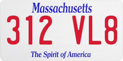 MA license plate 312VL8