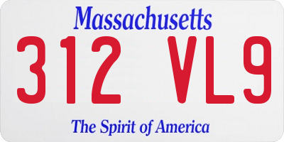 MA license plate 312VL9