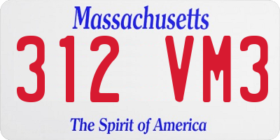 MA license plate 312VM3