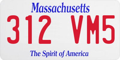 MA license plate 312VM5