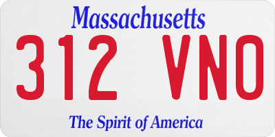 MA license plate 312VN0