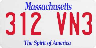 MA license plate 312VN3
