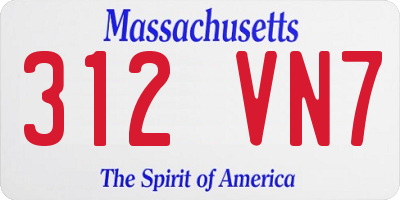 MA license plate 312VN7