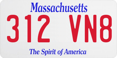 MA license plate 312VN8