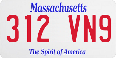 MA license plate 312VN9
