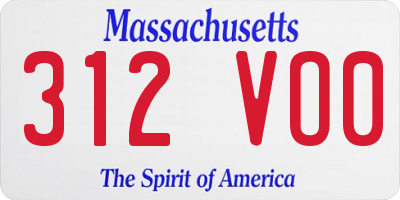 MA license plate 312VO0