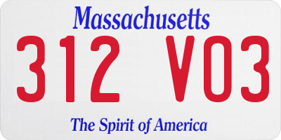 MA license plate 312VO3