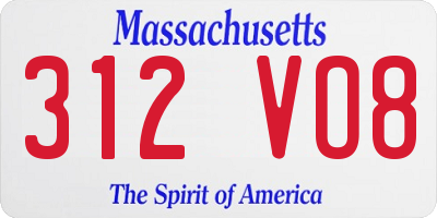 MA license plate 312VO8
