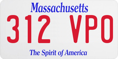 MA license plate 312VP0