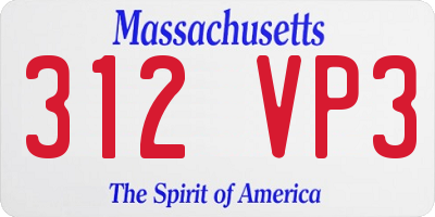 MA license plate 312VP3