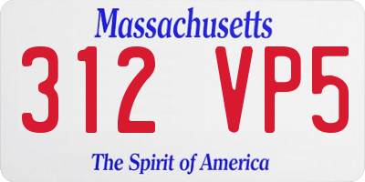 MA license plate 312VP5