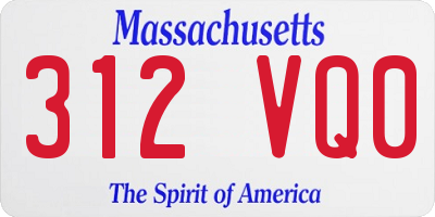 MA license plate 312VQ0