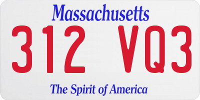 MA license plate 312VQ3