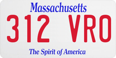 MA license plate 312VR0