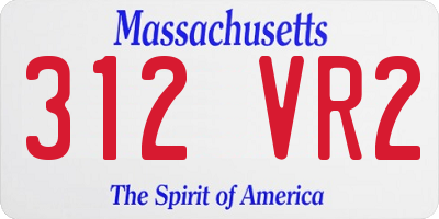 MA license plate 312VR2