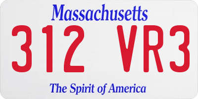 MA license plate 312VR3