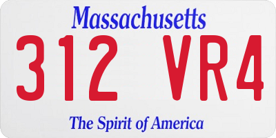 MA license plate 312VR4