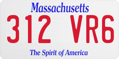 MA license plate 312VR6
