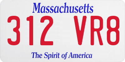 MA license plate 312VR8