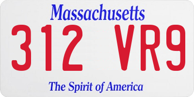MA license plate 312VR9
