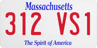 MA license plate 312VS1
