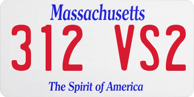 MA license plate 312VS2