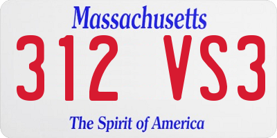 MA license plate 312VS3