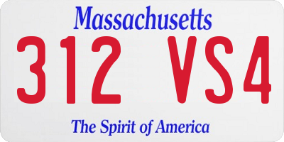 MA license plate 312VS4