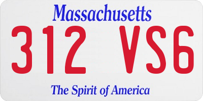 MA license plate 312VS6