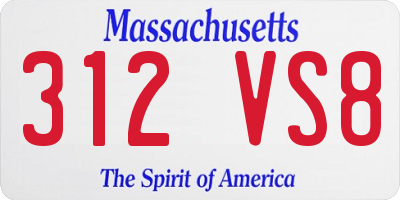 MA license plate 312VS8