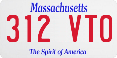 MA license plate 312VT0