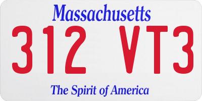 MA license plate 312VT3