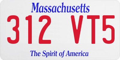 MA license plate 312VT5