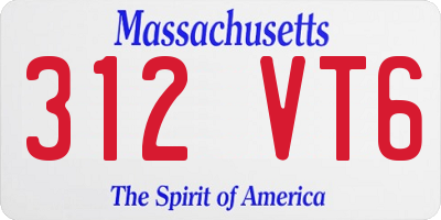 MA license plate 312VT6