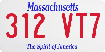 MA license plate 312VT7