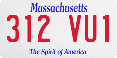 MA license plate 312VU1