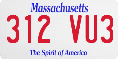 MA license plate 312VU3