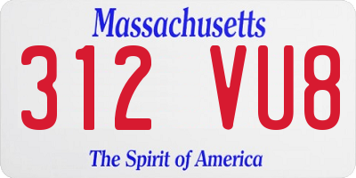 MA license plate 312VU8