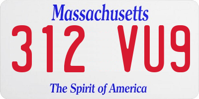 MA license plate 312VU9
