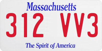 MA license plate 312VV3