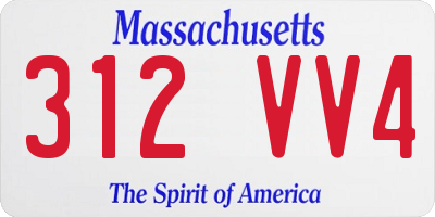 MA license plate 312VV4