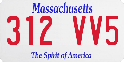 MA license plate 312VV5