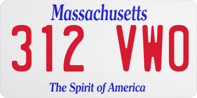 MA license plate 312VW0