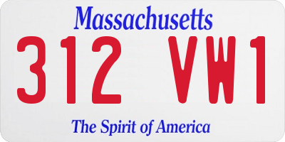 MA license plate 312VW1