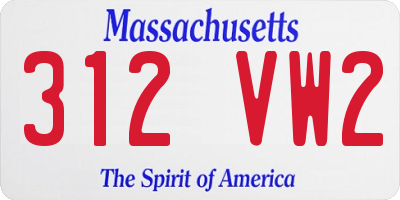 MA license plate 312VW2