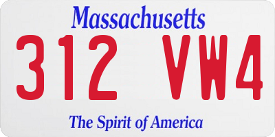 MA license plate 312VW4